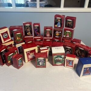 Hallmark Ornament Set in Red and Blue Boxes